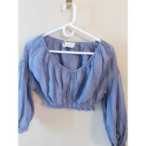 NEW Universal Thread Cropped Top Women Gray Long Sleeve V-Neck  Medium